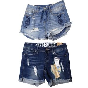 Lot of 2 Jeans Shorts Juniors Size 1 Mudd Hydraulic Stretch Pockets NEW